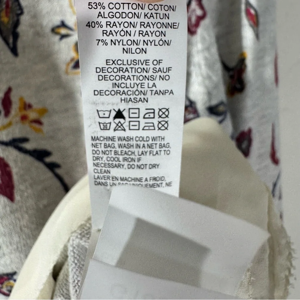 Lucky Brand Chiffon Trim Waffle Knit Floral Top - Picture 9 of 10